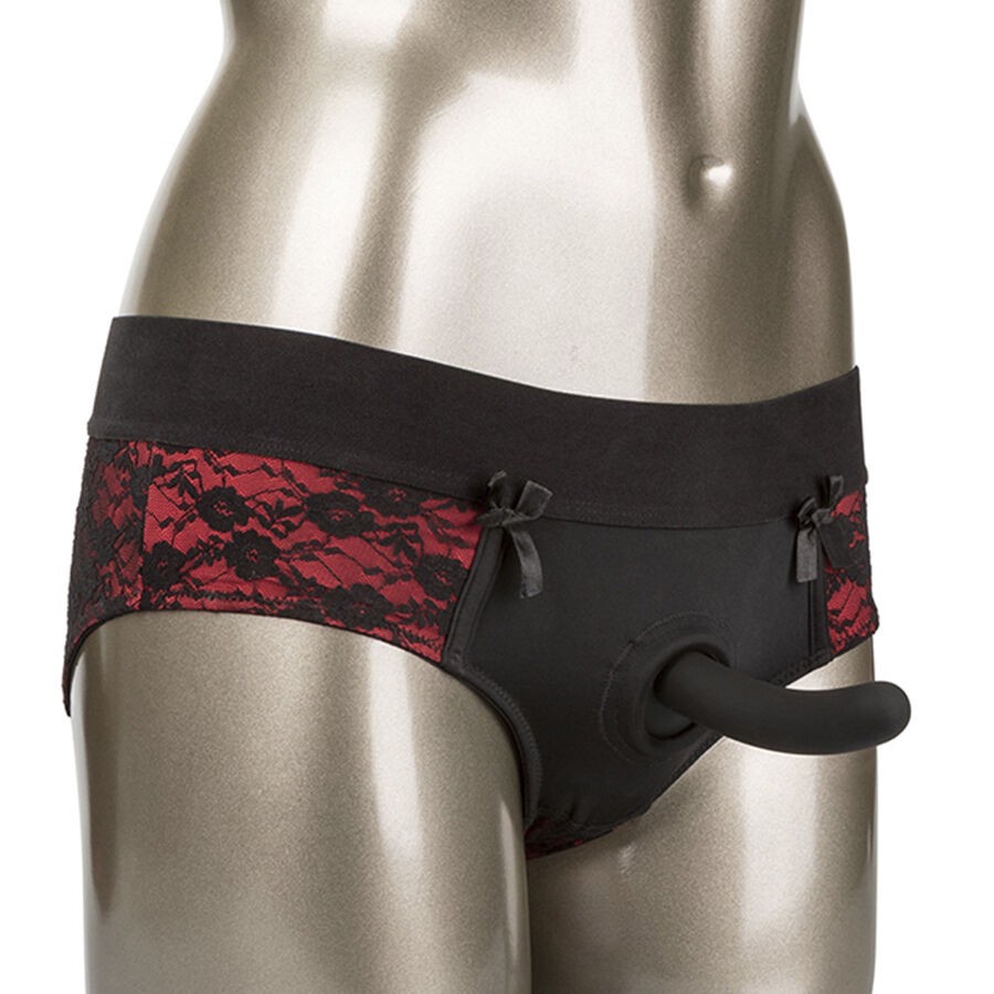 CALEXOTICS - CONJUNTO DE CALCINHAS SCANDAL SEM FUNDO COM DILDO TAMANHO L/XL